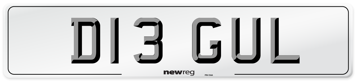 D13 GUL Number Plate from New Reg
